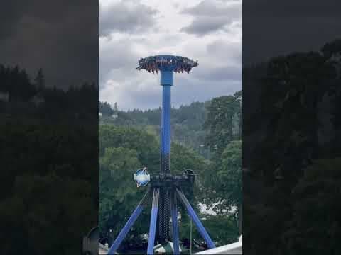 Riders hang upside down high for 30 minutes on amusement park ride #shorts