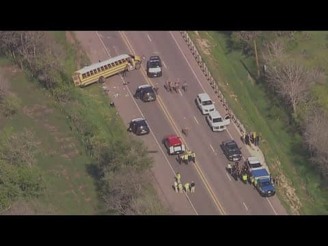 Two dead after cement truck hits school bus in Central Texas