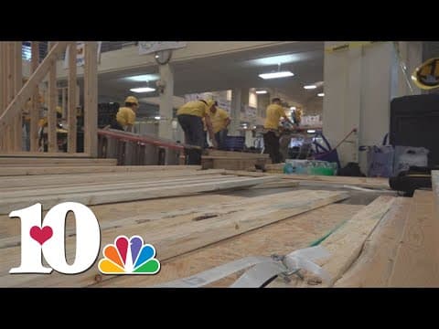 Students compete to show off trade schools in competition to build mock laundry room