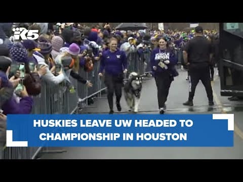 Raw: Fans gather for send off as UW Huskies depart for national championship