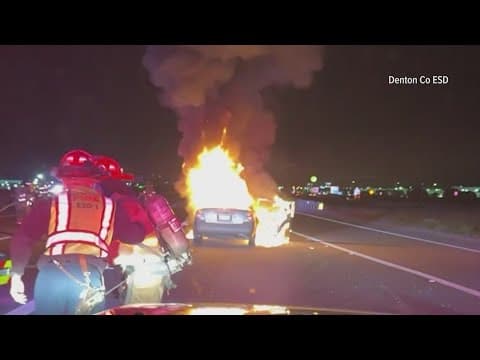Nanny saves 2 kids from burning car in North Texas