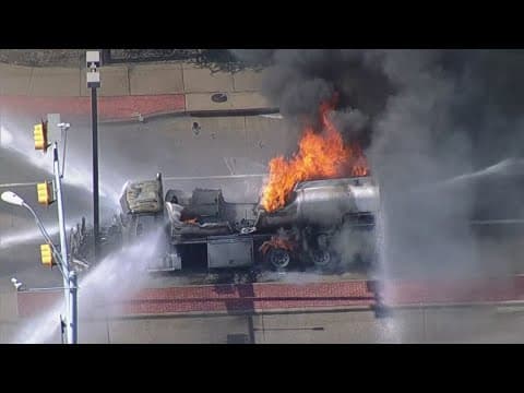 Diesel tanker fire creating plume of smoke in North Texas