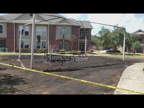 Hitchcock playground catches fire, damages apartments