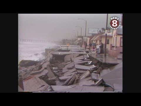 Oceanside, California battered by stormy weather in 1980