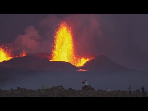Tourists flock to Iceland to see erupting volcano