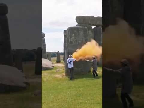 Climate Activists Spray Orange Paint on Ancient Stonehenge