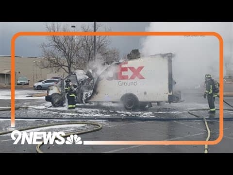 FedEx driver escapes moments before truck bursts into flames in Aurora