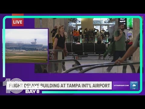 Flight delays building at Tampa International Airport