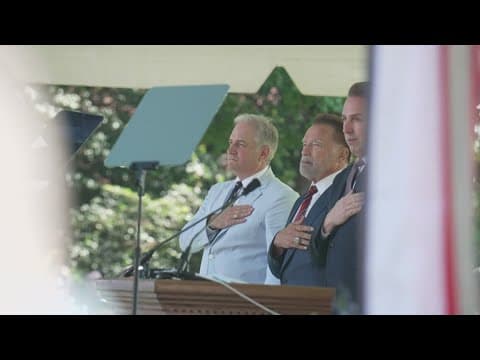 Arnold Schwarzenegger joins crowd of 100 newly naturalized US citizens in Mount Vernon