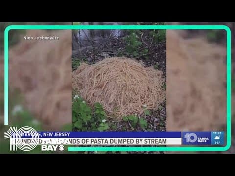 Hundreds of pounds of pasta dumped near New Jersey stream