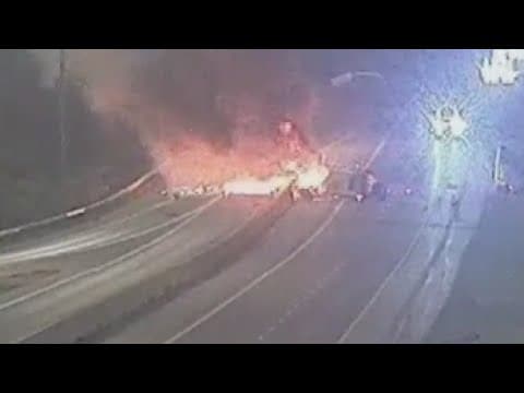 Video shows semi explode after crashing into barrier on I-70
