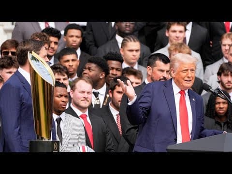 Trump hosts Ryan Day, Ohio State Buckeyes at the White House to celebrate national championship