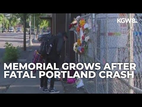 Memorial grows after crash that killed 1 person, hospitalized 4 others in Northeast Portland