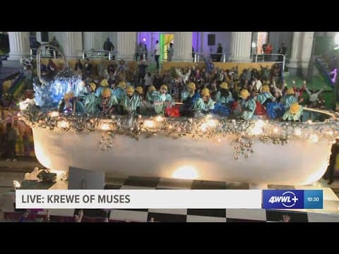 Krewe of Muses 'Bathing Muses' float rolls Uptown