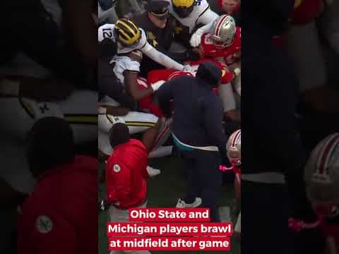 Ohio State-Michigan fight: Buckeyes and Wolverines brawl at midfield after the game #shorts