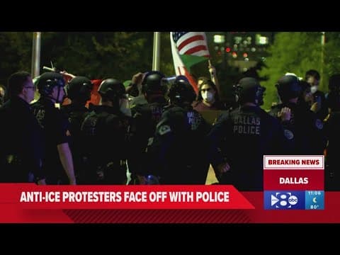 Anti-ICE protestors clash with police