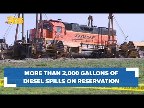 Crews clean up after train derails, spills up to 3,100 of diesel on Swinomish Reservation