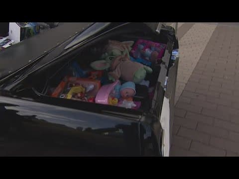 Classic cars drop off donations for Secret Santa Toy Drive