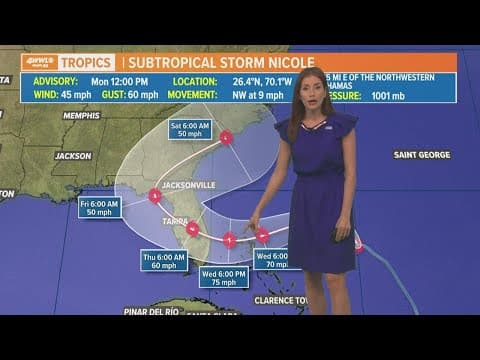 Subtropical Storm Nicole is headed toward Florida
