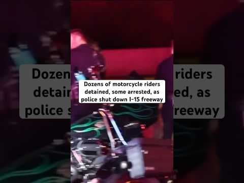 Traffic stopped Thursday night in San Diego after dozens of motorcycle riders were pulled over.