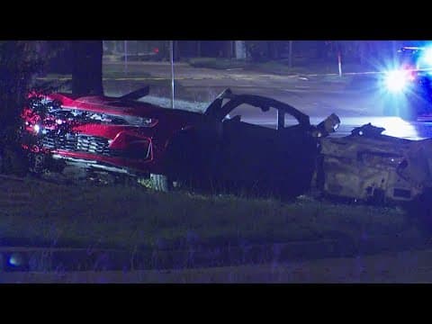 First responders unable to rescue woman after fireworks go off in fiery crash, HPD says