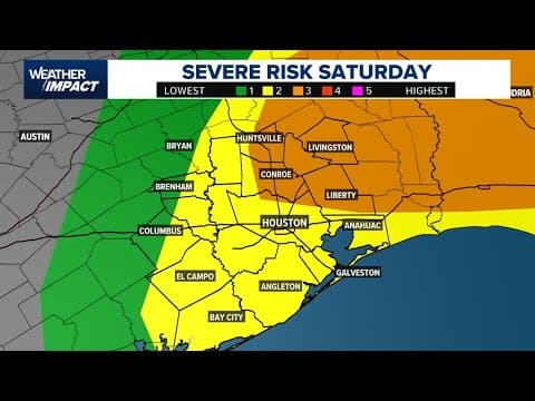 Update: Temperatures are dropping behind a line of showers in the Houston area