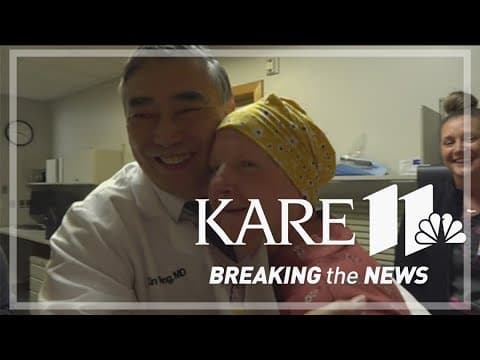 Cancer clinic volunteer finishes treatment with the team she works with