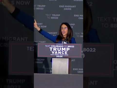 US Rep. Lauren Boebert speaks at Donald Trump rally in Aurora, Colorado