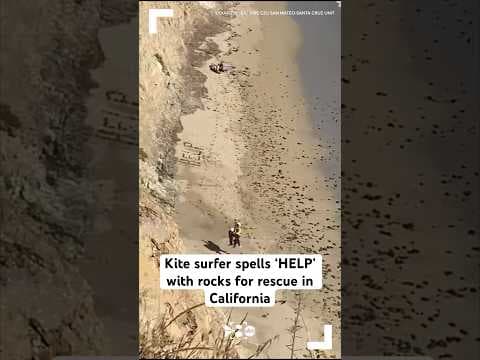 Kite surfer spells ‘HELP’ with rocks for rescue in California