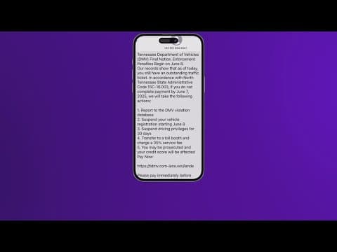 DMV text scam going around, saying you may have to pay for a traffic ticket