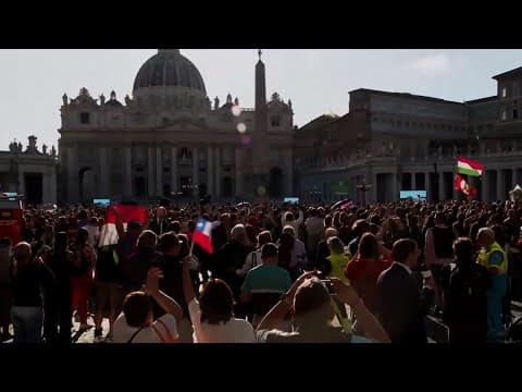 VIDEO: People in Vatican City react to white smoke emerging from Sistine Chapel