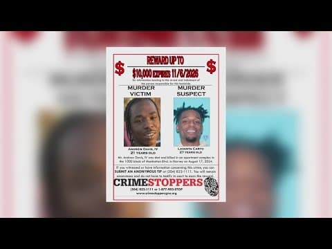 Reward increased for info on Jefferson Parish murder suspect