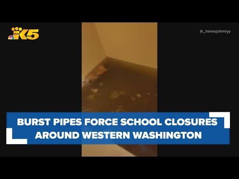 Burst pipes causing damage, forcing school closures around western Washington