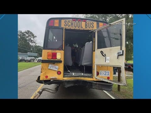 9 students taken to hospital after pick-up truck slams into back of school bus in Louisiana, officia