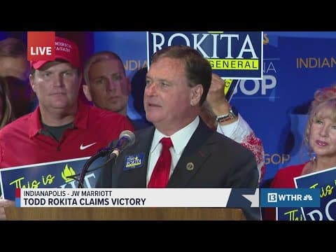 Todd Rokita claims victory in Indiana's attorney general's race; speaks to crowd at GOP watch party