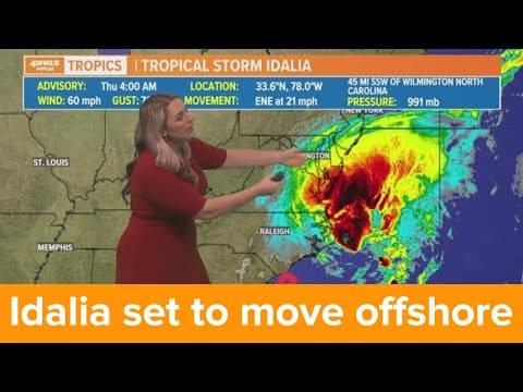 Thursday morning tropical update: Idalia pulls away from the Carolinas