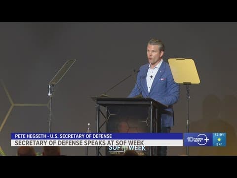 Pete Hegseth spoke in Tampa about revitalizing technology for armed forces