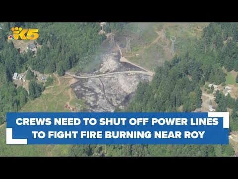 Officials to shut off power lines to fight brush fire burning in south Pierce County