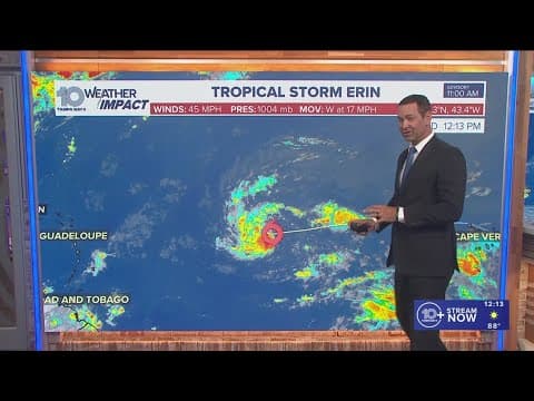 Tropical Storm Erin churning in Atlantic; Expected to strengthen into major hurricane by late week