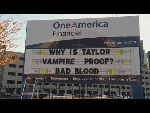 OneAmerica sign in downtown Indy welcomes Taylor Swift to town