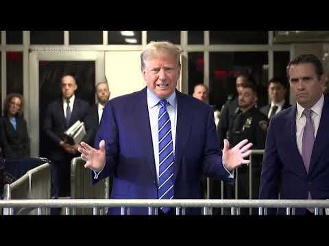 Trump rails against hush money trial before stepping into New York courtroom