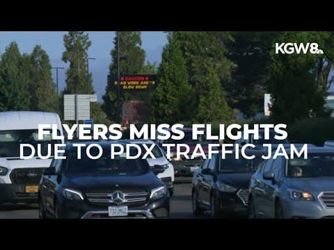 Major traffic backup on Airport Way to Portland International Airport