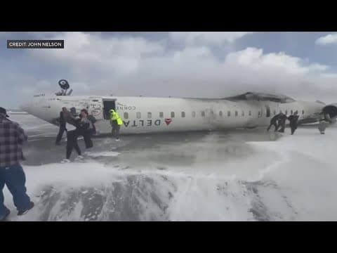 Video shows moments Delta flight flips upon landing at Toronto airport