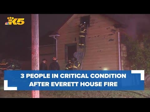 3 in critical condition after Everett house fire