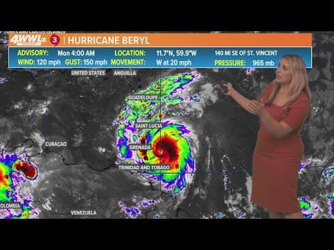 Monday 4 AM Tropical Update: Hurricane Beryl expected in Gulf; another system behind it