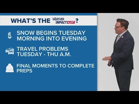 Weather Impact Alert: Snow begins Tuesday morning