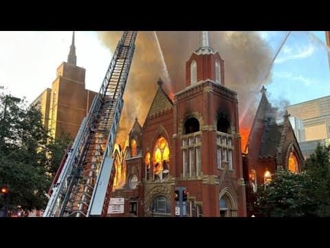 First Dallas Baptist church fire: Moment the historic downtown Dallas sanctuary collapsed