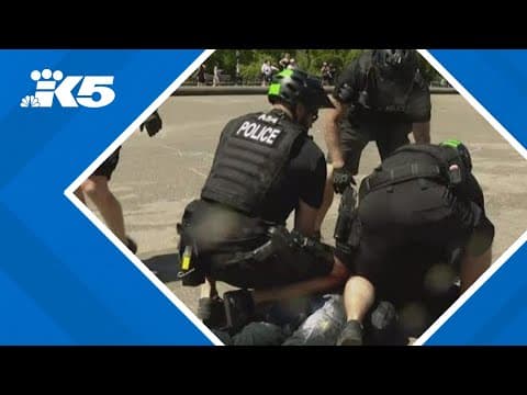Rally and counter-protest result in arrests at Seattle's Cal Anderson Park
