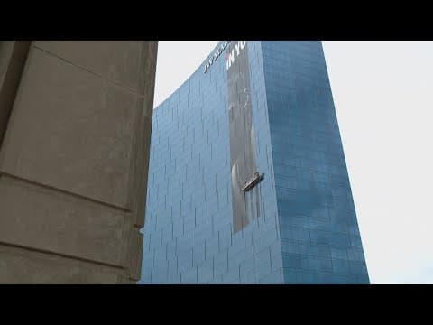 New Caitlin Clark Gatorade ad going up on the JW Marriott in downtown Indy