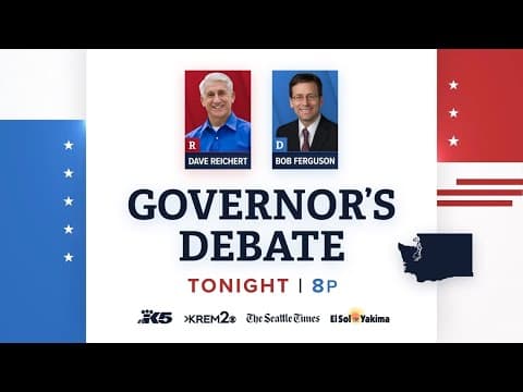 Watch live: Washington state governor's debate between Bob Ferguson, Dave Reichert